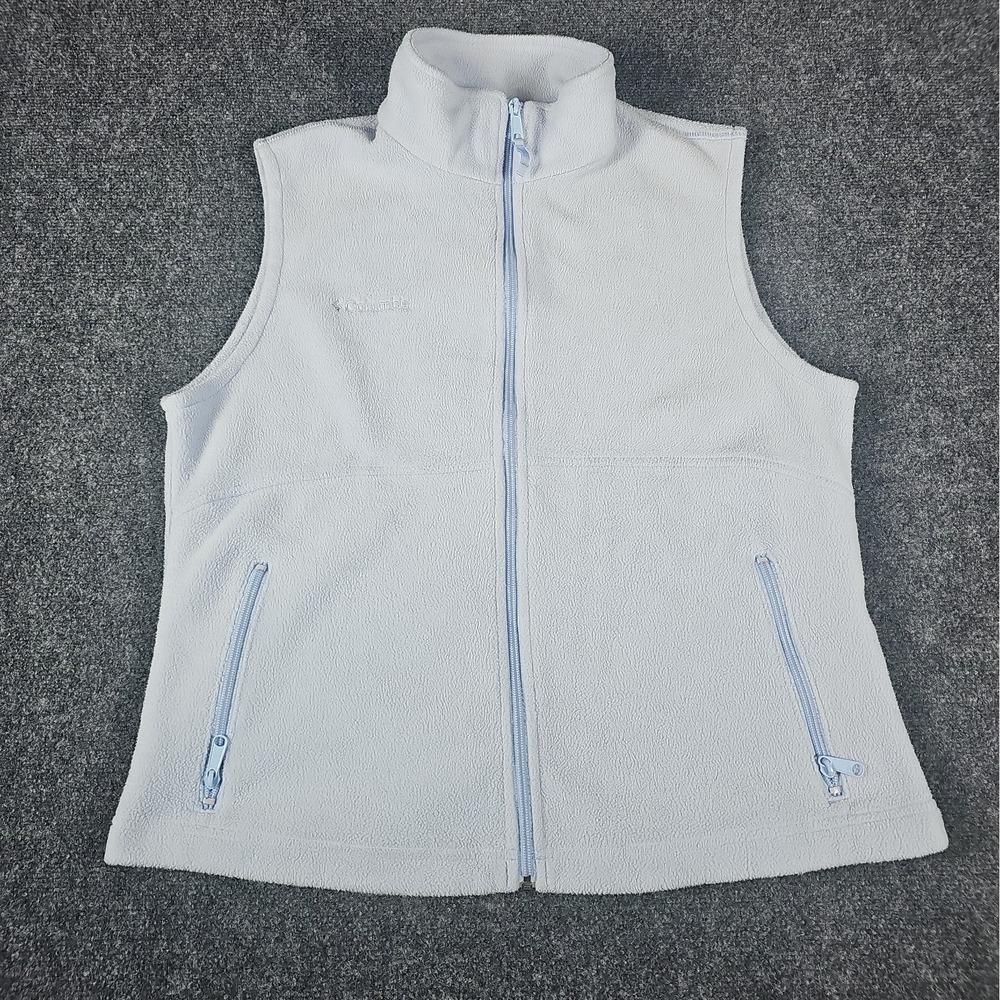 Columbia Benton Springs Fleece Vest Womens XL Light Blue Full Zip Periwinkle